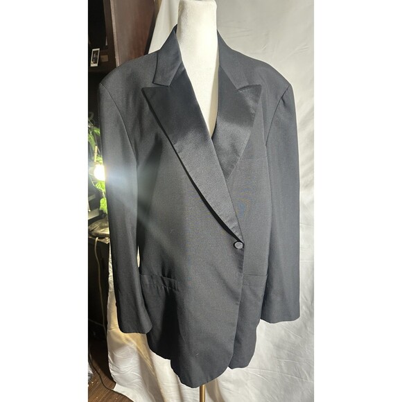 Brooks Brothers Vintage 50s Tuxedo Wool Silk Black Jacket Blazer 46 Reg USA - Picture 1 of 5